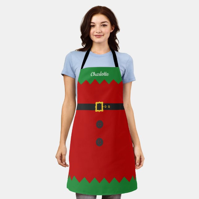 Costume elfe Nom personnalisé Tablier de Noël (Porté)