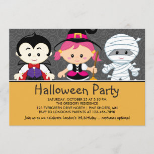 Costume Enfants Halloween Fête Invitations