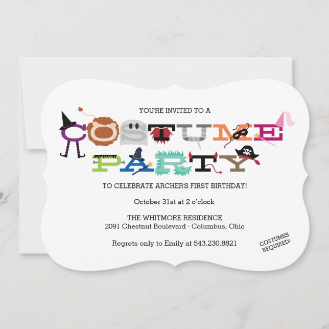 Costume Party Invitation de la fête d'Halloween de (Devant)