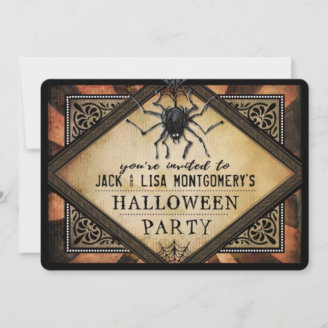 Costume Party Orange & Black Spider Invitation got (Devant)