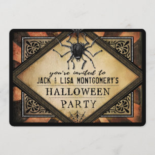 Costume Party Orange & Black Spider Invitation got