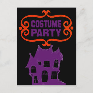 COSTUME PARTY SPUK HAUS EINLADEN POSTKARTE