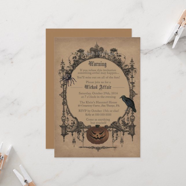 costume pour adultes invitation halloween (Devant/Arrière en situation)