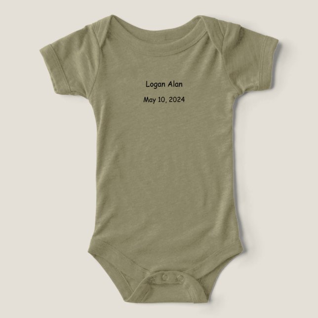 Costume pour bébé monogrammé (Design Recto)