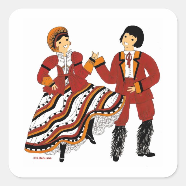 Costume Tradinel de Corse, Frankreich Quadratischer Aufkleber (Vorderseite)