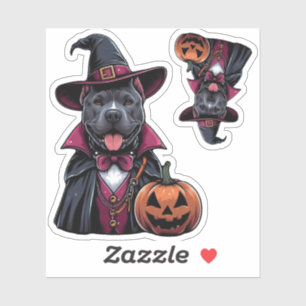 Costumed Pitbull Halloween Aufkleber