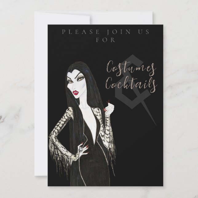 Costumes and Cocktail Halloween Party Invitation Einladung (Vorderseite)