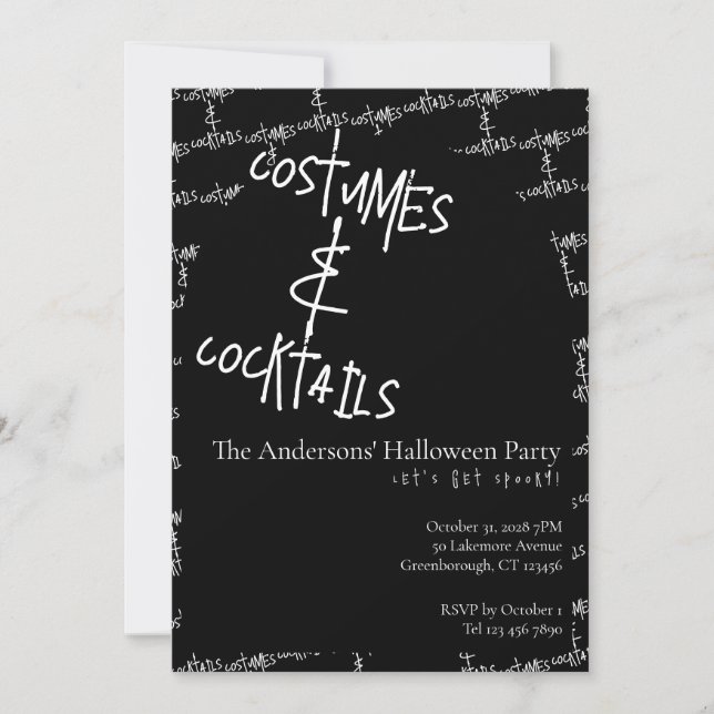 Costumes and Cocktails Halloween Einladung (Vorderseite)
