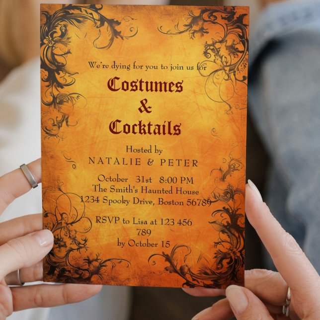Costumes & Cocktails I Orange Red Ivy Invitation (Créateur téléchargé)