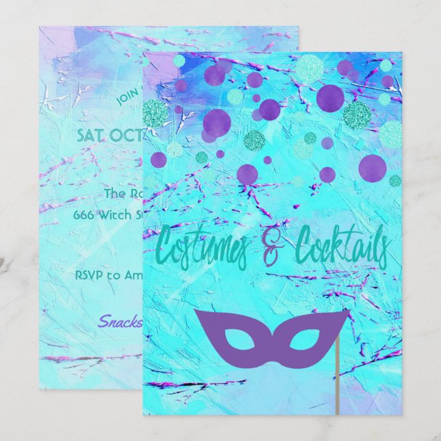 Costumes et cocktails Invitation à la fête d'Hallo (Devant / Derrière)