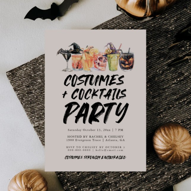 Costumes Et Cocktails Invitation De La Fête Hallow (Créateur téléchargé)