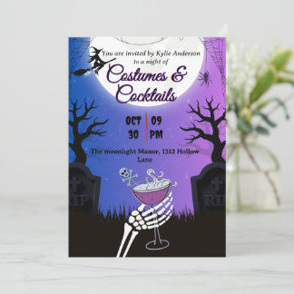 Costumes et cocktails Invitation de partie d'Hallo
