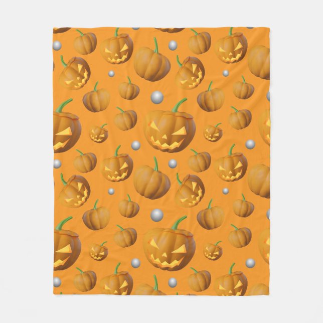 Cosy 3D Jack O'Lantern & Pumpkin Pattern Fleecedecke (Vorderseite)