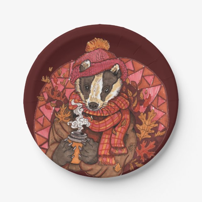 Cosy Autumn Badger Art Paper Teller (Vorderseite)
