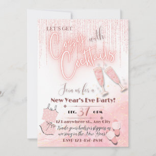 Cosy avec Cocktails Nouvel An PJ Party Invitation