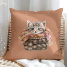 Cosy Basket Cat Pillow - Terracotta Edition