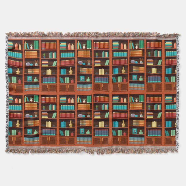 Cosy Bookshelves Throw Blanket Decke (Vorderseite)
