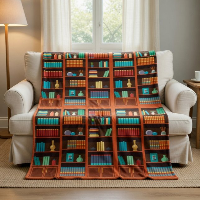 Cosy Bookshelves Throw Blanket Fleecedecke (Von Creator hochgeladen)