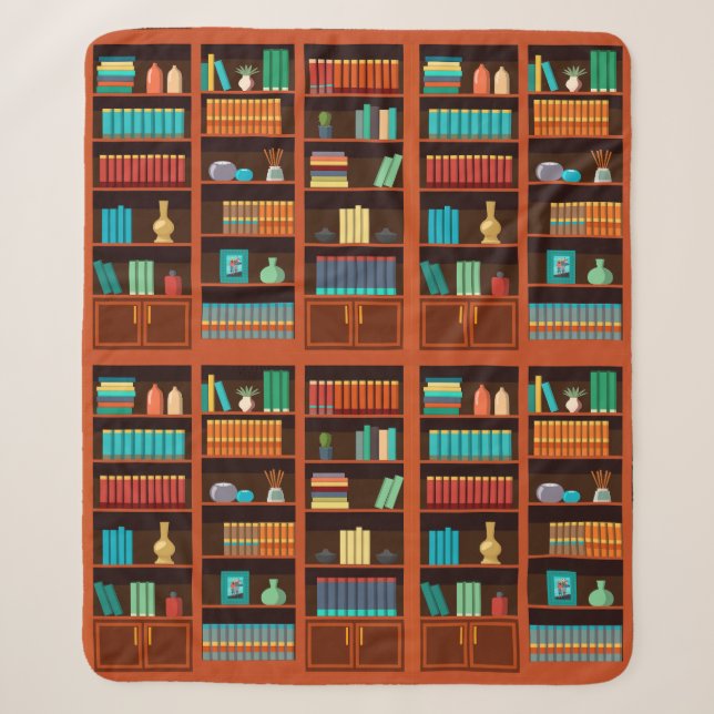 Cosy Bookshelves Throw Blanket Sherpadecke (Vorderseite)