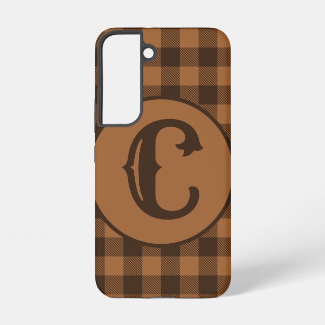 Cosy Brown Kariert Buffalo Print Muster Samsung Galaxy Hülle (Rückseite)