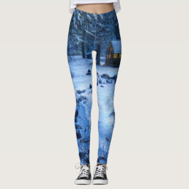 "Cosy cabin in the Snow" Leggings