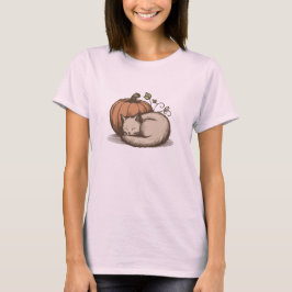Cosy Cat and Pumpkin - Autumn Design T-Shirt