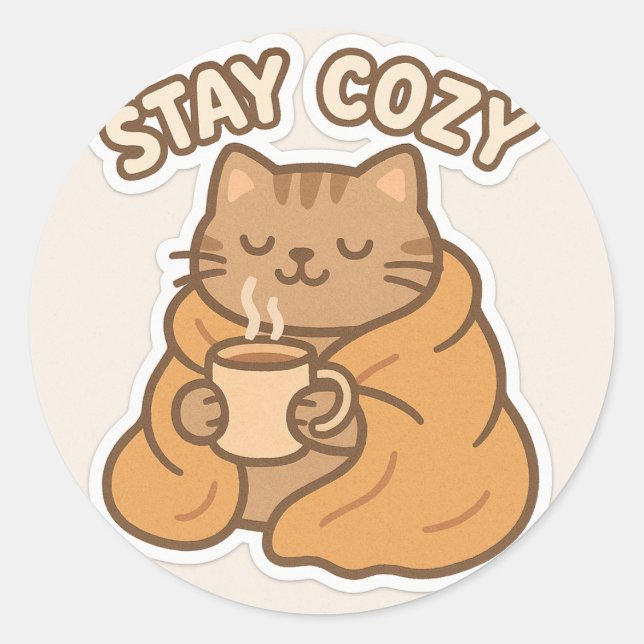 Cosy Cat Sticker bleibe - Warmes und unscharfes De (Vorderseite)