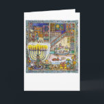 Cosy Chanukah - Grußkarte Feiertagskarte<br><div class="desc">Schicken Sie diesem besonderen jemanden eine Latka’s worth of Chanukah warm mit dieser charmanten Karte des renommierten Künstlers Maria Leonard.</div>