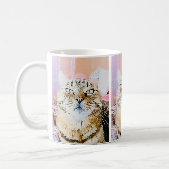 Cosy Chat Mug - Whimsical Feline Design (Gauche)