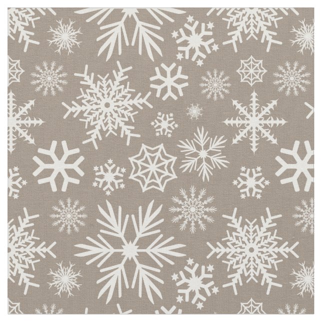 Cosy Chic Mocha Winter Snowflakes Muster Stoff (Nahaufnahme)