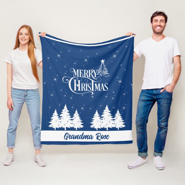 Cosy Christmas Oma Blue White Fleecedecke (Beispiel)
