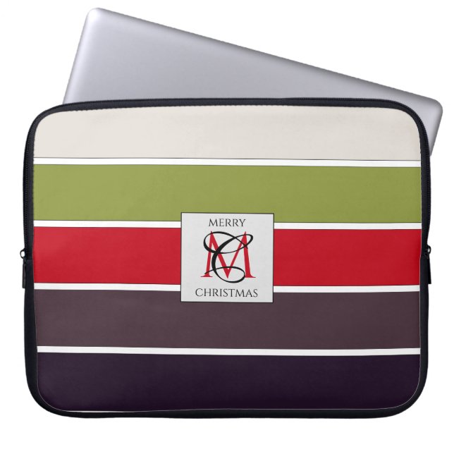 Cosy Christmas Pastell Color Palette Monogram Laptopschutzhülle (Vorderseite)