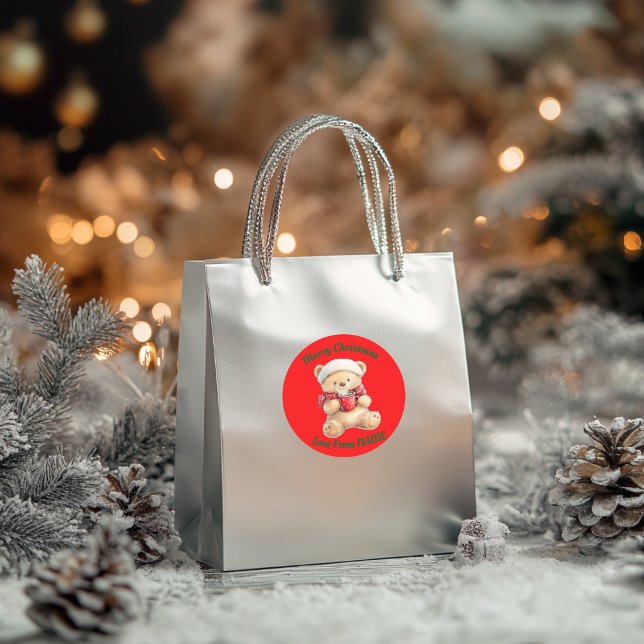 Cosy Christmas Teddy Bear Runder Aufkleber (Von Creator hochgeladen)