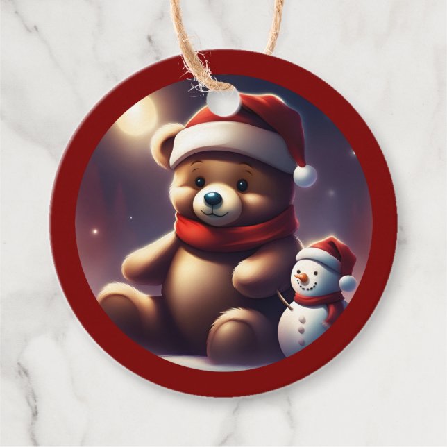 Cosy Christmas Teddy Snowfriend TWArt Geschenkanhänger (Vorderseite)