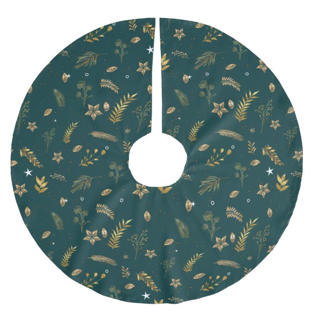 Cosy Classic Gold Arch Weihnachtsmuster Grün Polyester Weihnachtsbaumdecke (Vorderseite)