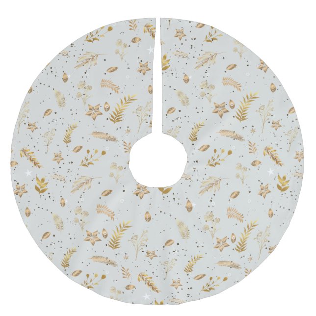 Cosy Classic Gold Arch Weihnachtsmuster weiß Polyester Weihnachtsbaumdecke (Vorderseite)