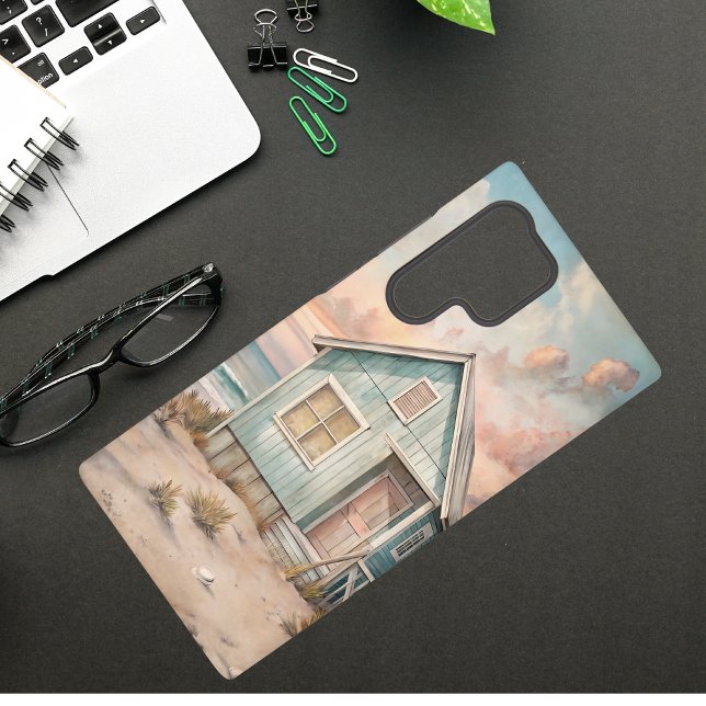 Cosy Coastal Hütte Beach House Wasserfarbe Samsung Galaxy Hülle (Von Creator hochgeladen)