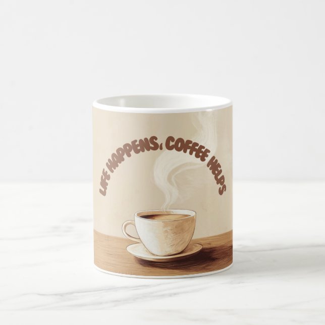 Cosy Coffee Lover Tasse - Leben passiert, Kaffeehi (Mittel)