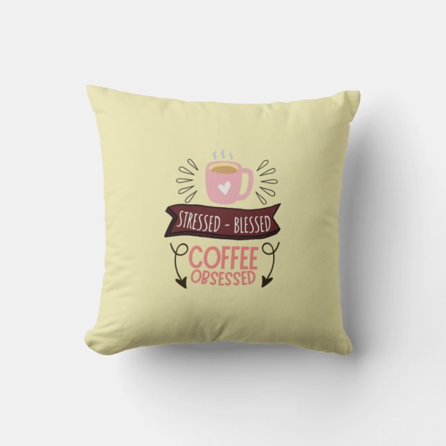 Cosy Coffee Lover's Kissen - Rustikales Café Vibes (Vorderseite)