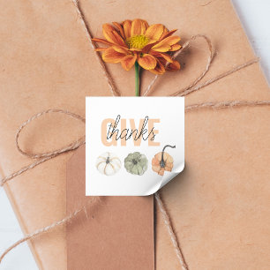 Cosy Colorful Pastel Give Danke und Pumpkin Quadratischer Aufkleber