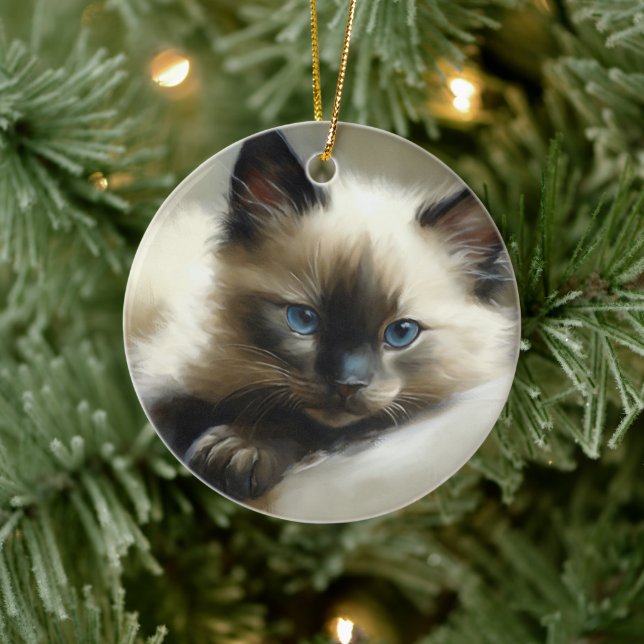 Cosy Companion Siamese Kitten Keramik Ornament (Baum)
