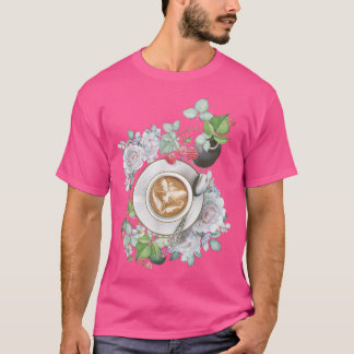 Cosy Cottage Coffee Cup Fee Rose Raspberrie T-Shirt