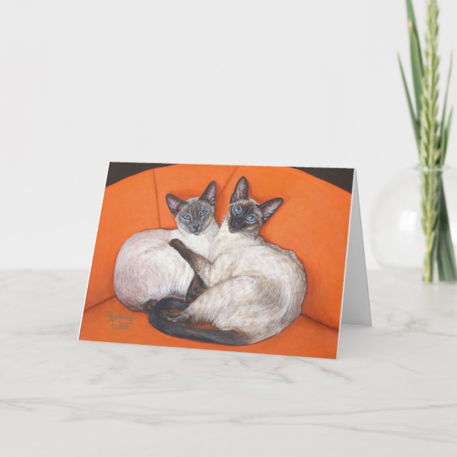 Cosy Couple Siamese Cat Karte (Vorderseite)