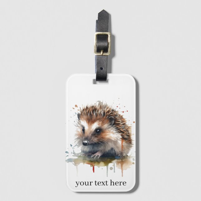 Cosy Critter: Igel in Wasserfarbe Gepäckanhänger (Vorderseite Vertikal)