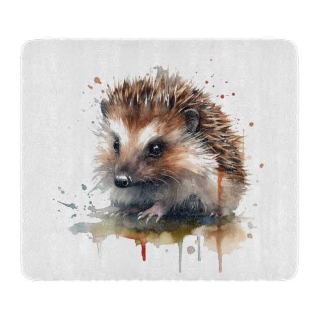 Cosy Critter: Igel in Wasserfarbe Schneidebrett (Vorderseite)