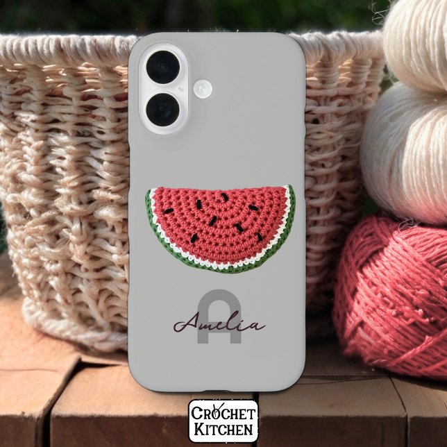 Cosy Crochet Watermelon Fruchtsästhetik Monogram iPhone 16 Hülle (Von Creator hochgeladen)