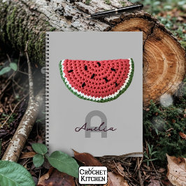 Cosy Crochet Watermelon Fruchtsästhetik Monogram Notizbuch