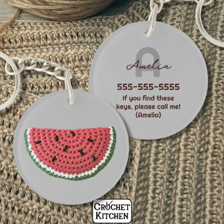 Cosy Crochet Watermelon Fruchtsästhetik Monogram Schlüsselanhänger