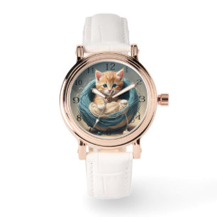 "Cosy Cuddles: The Kitten's Wooly Retreat" Armbanduhr