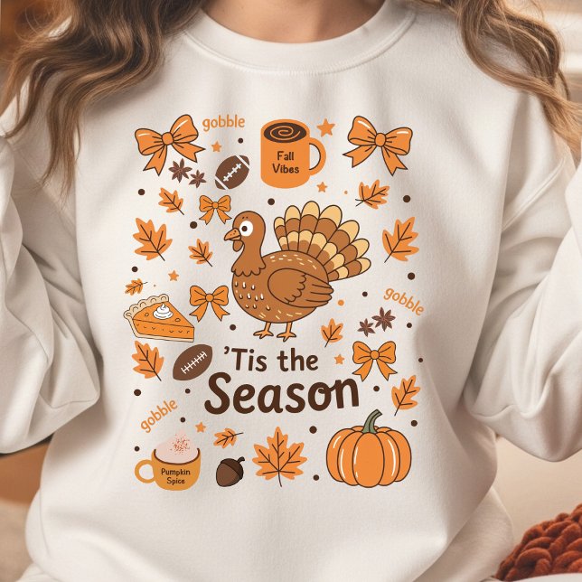 Cosy Fall Doodle Collage Erntedank Sweatshirt (cozy fall doodle collage sweatshirt)
